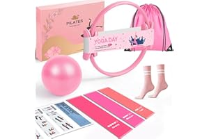 Consripie Pilates Ring Gift Set 15" Anti-Deformation Premium Magic Circle, 3 Resistance Bands, Yoga Ball & Anti-Slip Socks | Elegant Home Workout Kit for Women | Birthday/Anniversary Present
