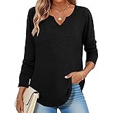 Zeagoo Long Sleeve Shirts for Women Spring V Neck Tops Casual Dressy Blouse Boho Tunic Business Work Clothes School Outfit