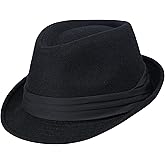 Womens Mens Classic Felt Trilby Hat Short Brim Fedora Hat Black Manhattan Gangster Jazz Hat for Unisex