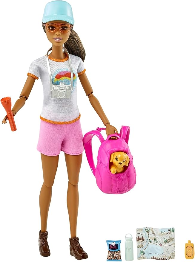 Barbie Hiking Doll, with Puppy & 9 Accessories, Including