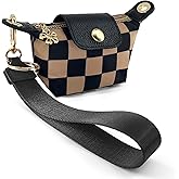 Wristlet Wallet for Women, Keychain Wristlet Wallet Small Coin Purse, Checkered Change Pouch Credit Card Holder, Detachable(Khaki)