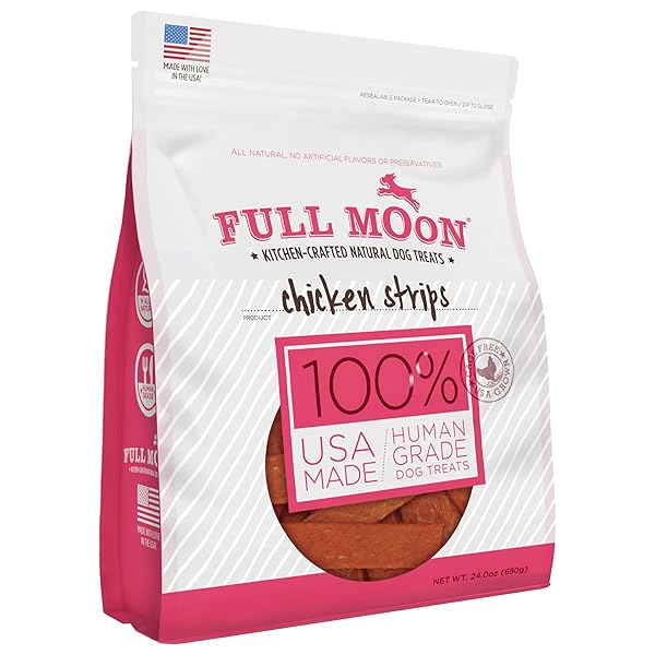 FULL MOON CHICKEN STRIPS HEALTHY ALL NATURAL DOG TREATS HUMAN GRADE MADE IN USA GRAIN FREE, 1.5 POUND (PACK OF 1)