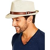thuizen Men and Women's Mediterranean Panama Straw Fedora Fashion Travel and Vacation Visor Hat