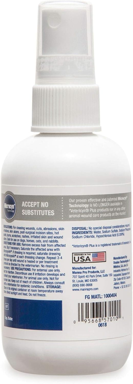 Manna Pro MicrocynAH Wound & Skin Care Spray, 3 oz : Pet Supplies