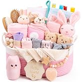 30 Piece Baby Gift Basket &ndash; Luxury Curated Baby Gift Basket for Newborn | Premium All-in-One Baby Shower Gift Set, Essentials with Keepsakes for First Visit (Pink)