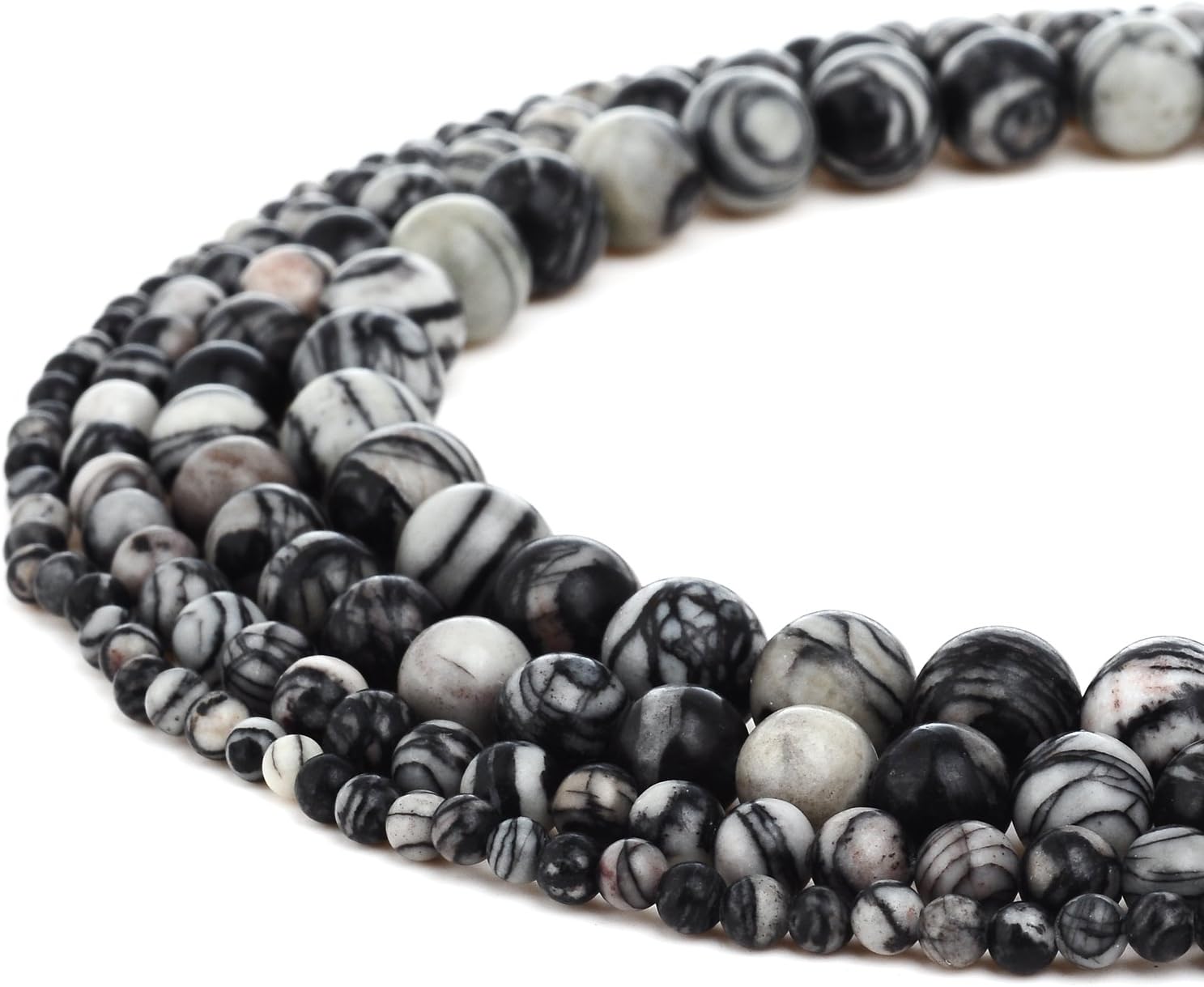 RUBYCA Wholesale Natural Net Stone Gemstone Round Loose Beads for DIY Jewelry Making 1 Strand - 4mm
