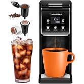 Coffee Maker Hot &amp; Iced With Bold Setting,Single Serve Coffee Maker For K Cup And Grounds,52 Oz Removable Water Tank,6-14 Oz Brew Sizes,One Cup Kcup Coffee Machine With Reusable Filter,(Black)