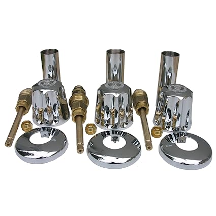 Lasco 01 9431 Gerber Old Style Three Valve Tub And Shower Trim Kit With Stems Handles Flanges And Nipples Chrome