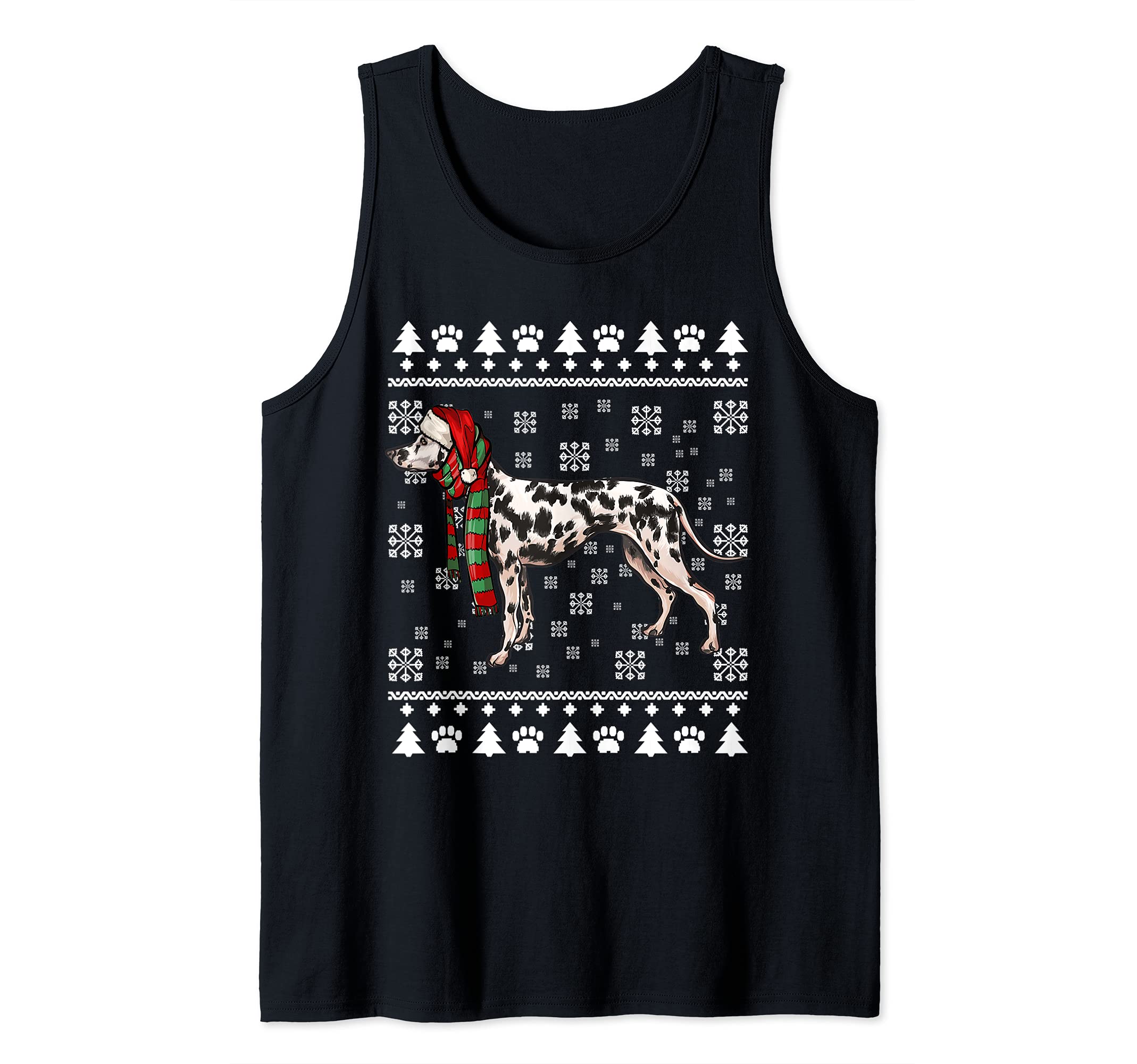 Dalmatian Dog Santa Hat Xmas Ugly Christmas Tank Top