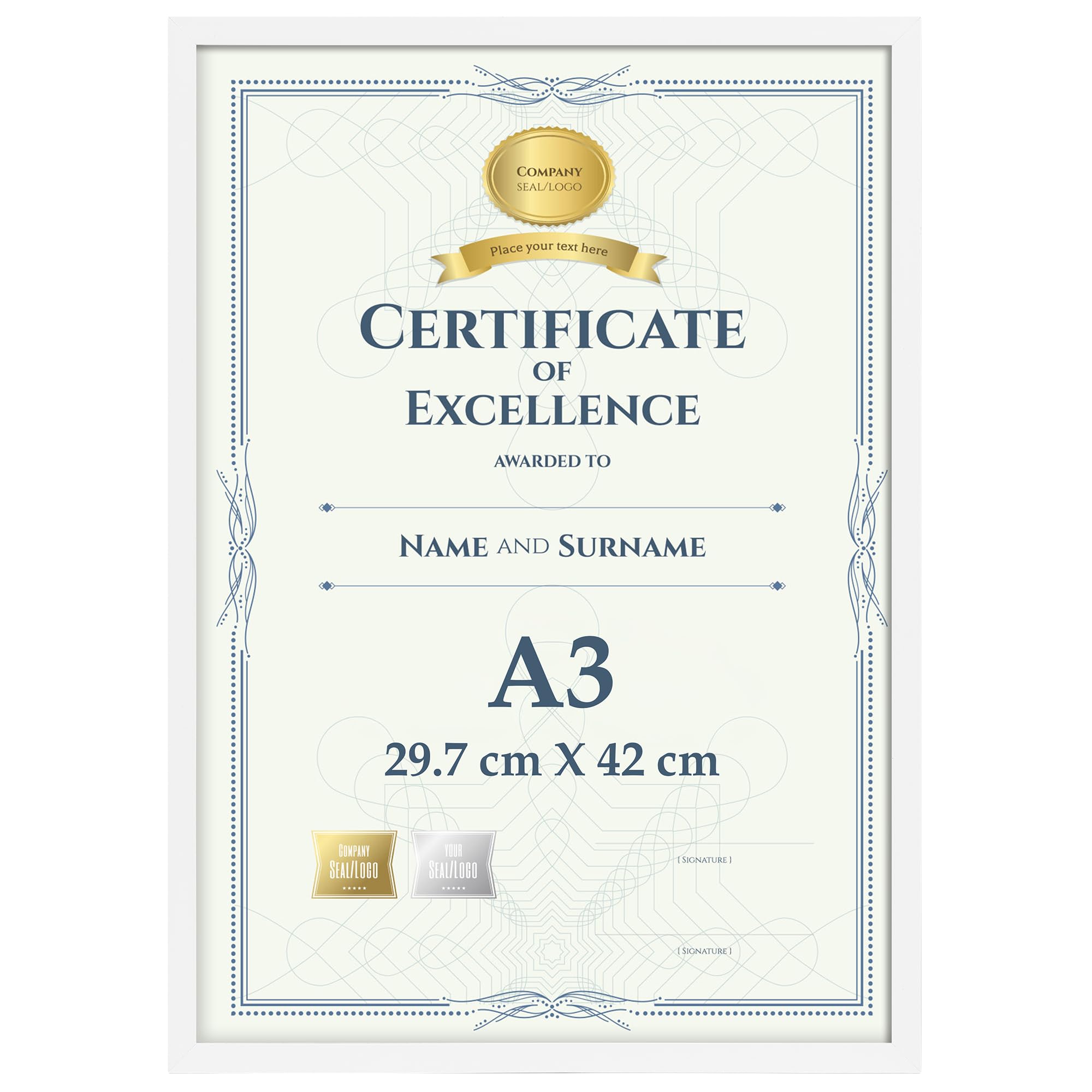 Giftgarden A3 Picture Frame white, Elegant A3 Photo Frame for Displaying Posters, Certificates, and Artwork Horizontally or Vertically on the Wall