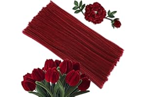 ZXIIXZ Pipe Cleaners, 100Pcs Creative Crafting Pipe Cleaners Supplies for Flowers Making, Chenille Stems Supplies for DIY Hand Crafts, Bouquet Festivals Home Decorations/Wine Red