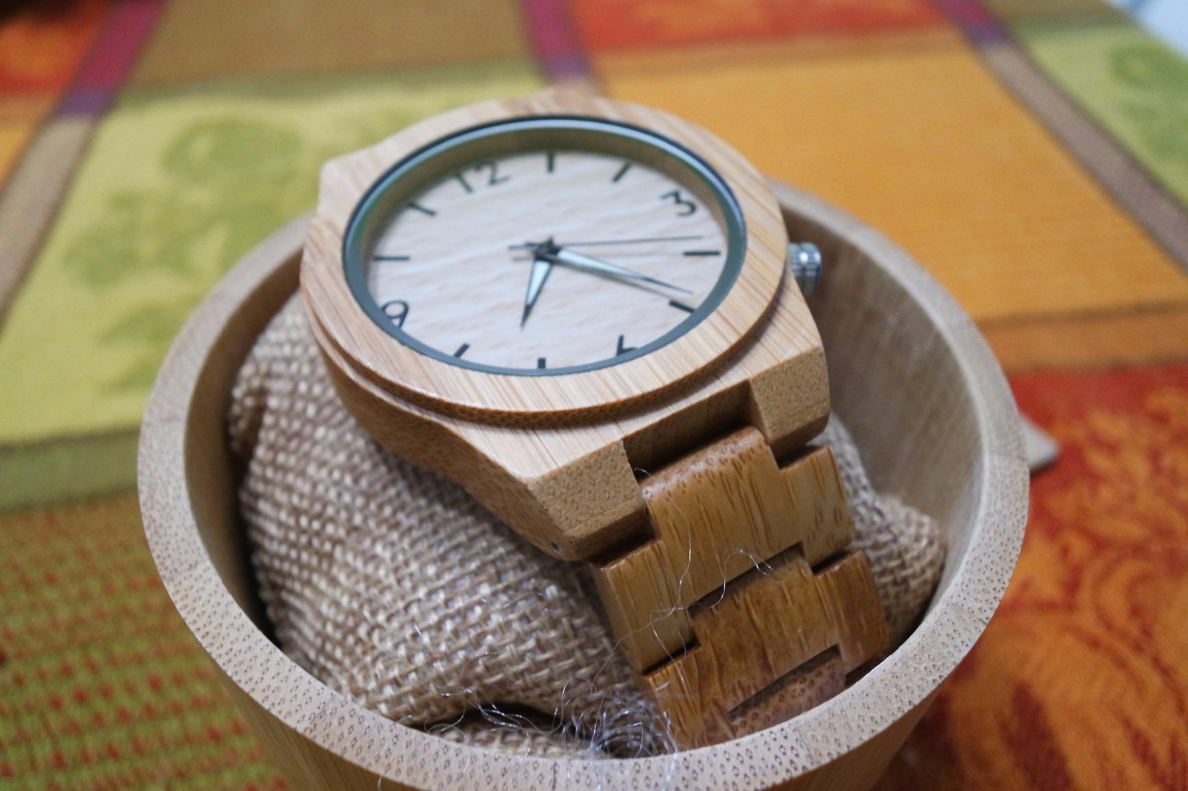 Men's Bamboo Wooden Watch Numeral Scale Large Face Quartz Watch