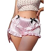 SHENHE Women's Plus Size Satin Boyshorts Underwear Mid Rise Ruffle Trim Bow Panty Shorts