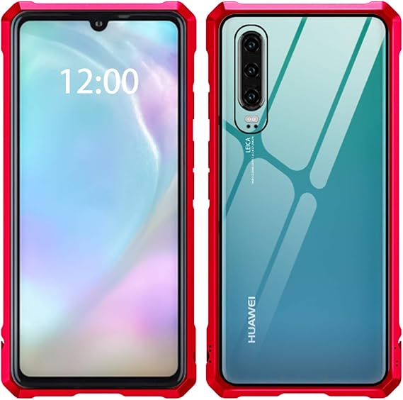 simicoo huawei p30 lite case hybrid metal bumper anti scratch hd transparent gorilla glass black cover ultra slim tough shockproof heavy duty case for