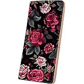 ANNAMISSI Wallets for Women RFID Wallet Cute Girls Ultra Slim Compact Clutch Long Credit Card Holder Floral Travel Wallet personalized Coin Pocket (Rose)