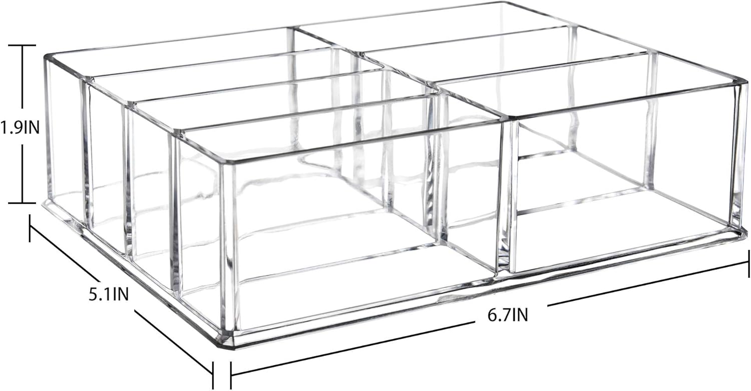 Seitop 7 Compartments Makeup Organizer, Acrylic Cosmetic Storage Jewelry Display Boxes, Drawer Organizers Case for Dresser Vanity Bathroom Kitchen - Clear