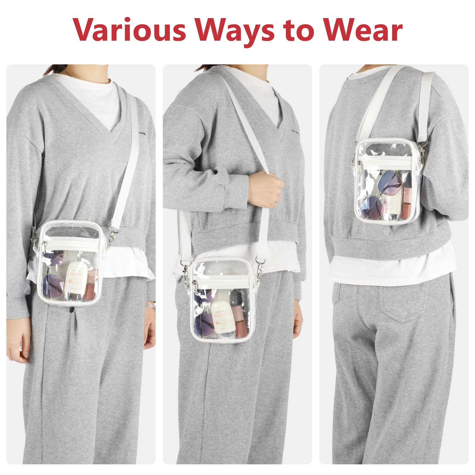 PACKISM Clear Bag for Stadium Events - Clear Purses for Women Stadium Crossbody Messenger Bag for Concerts Sporting Events