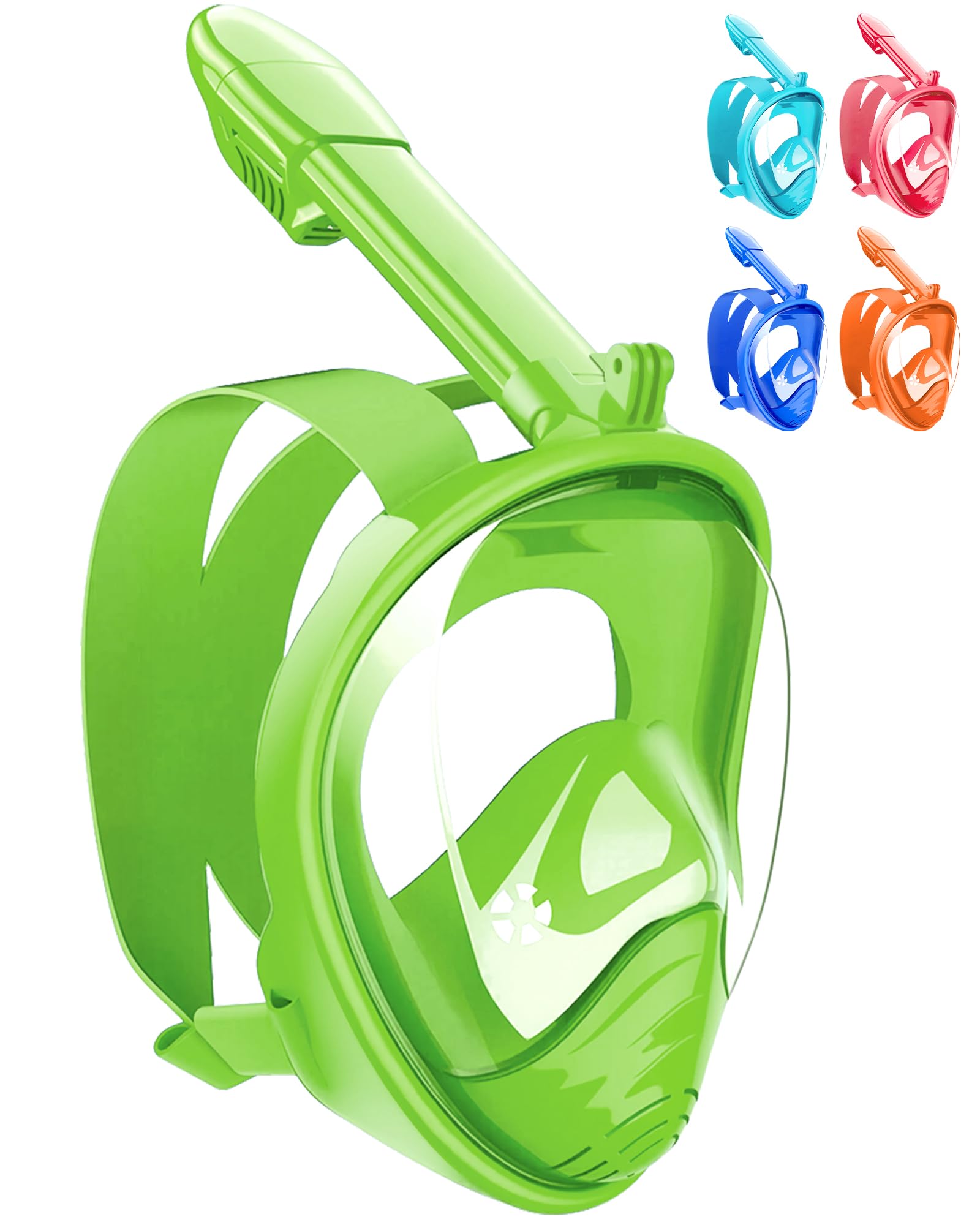 HINATAA Snorkel Mask for Kids, 180° Panoramic View Free Breathing Full Face Snorkeling Mask Anti-fog and Anti-Leak Suitable for Children Aged 4-15 (Fruit Green)