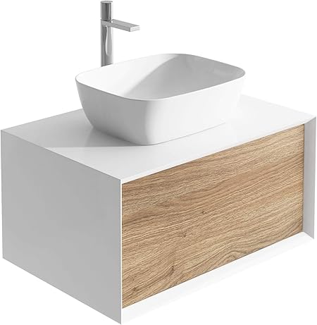 The Bath People Dali Bathroom Storage Vanity Units Wall Hung Vanity Unit 800mm White Oak Amazon Co Uk Kitchen Home
