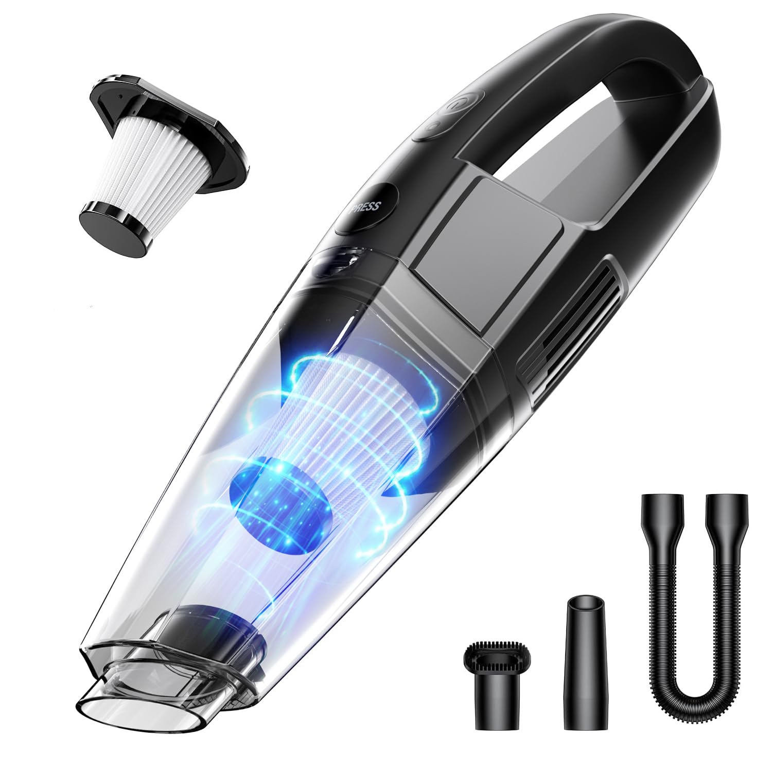 Photo 1 of BSRCO Handheld Vacuum Cordless, Rechargeable 8000PA, Car Vacuum Portable Cordless, Hand Vacuum Rechargeable, 3 in 1, Lightweight, Hand Held Vacuum Cleaner for Car Home Office, Pet Hair