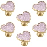 Xinally Purple Crystal Heart-Shaped knob, 6pcs Cabinets Door Knob Singe Hole Pull Handle for Living Room Bedroom Bathroom Kitchen