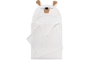 Natemia Premium Ultra Soft Baby Hooded Towel - White Bear Animal Design - Newborn to Toddler - Made in Turkey