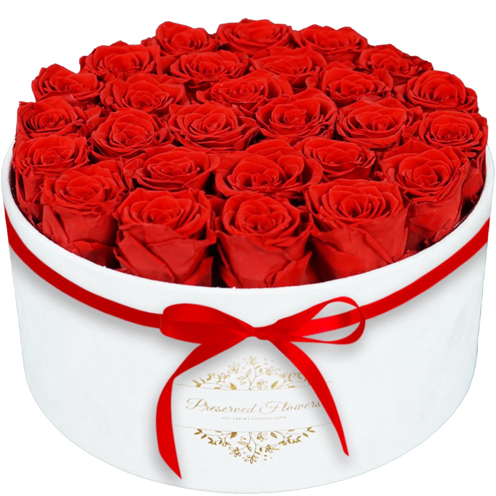 Photo 1 of 27 Forever Flowers in a Luxury Suede Box, Preserved Roses Birthday Gifts for Women, Romantic Anniversary Wedding Gifts for Women Her Girlfriend Wife, Red