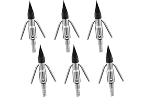 ELLEN ARCHERY 6PCS Bowfishing Broadhead Fishing Arrow Tips 225 Grain for Compound Bow, Crossbow and Recurve Bow