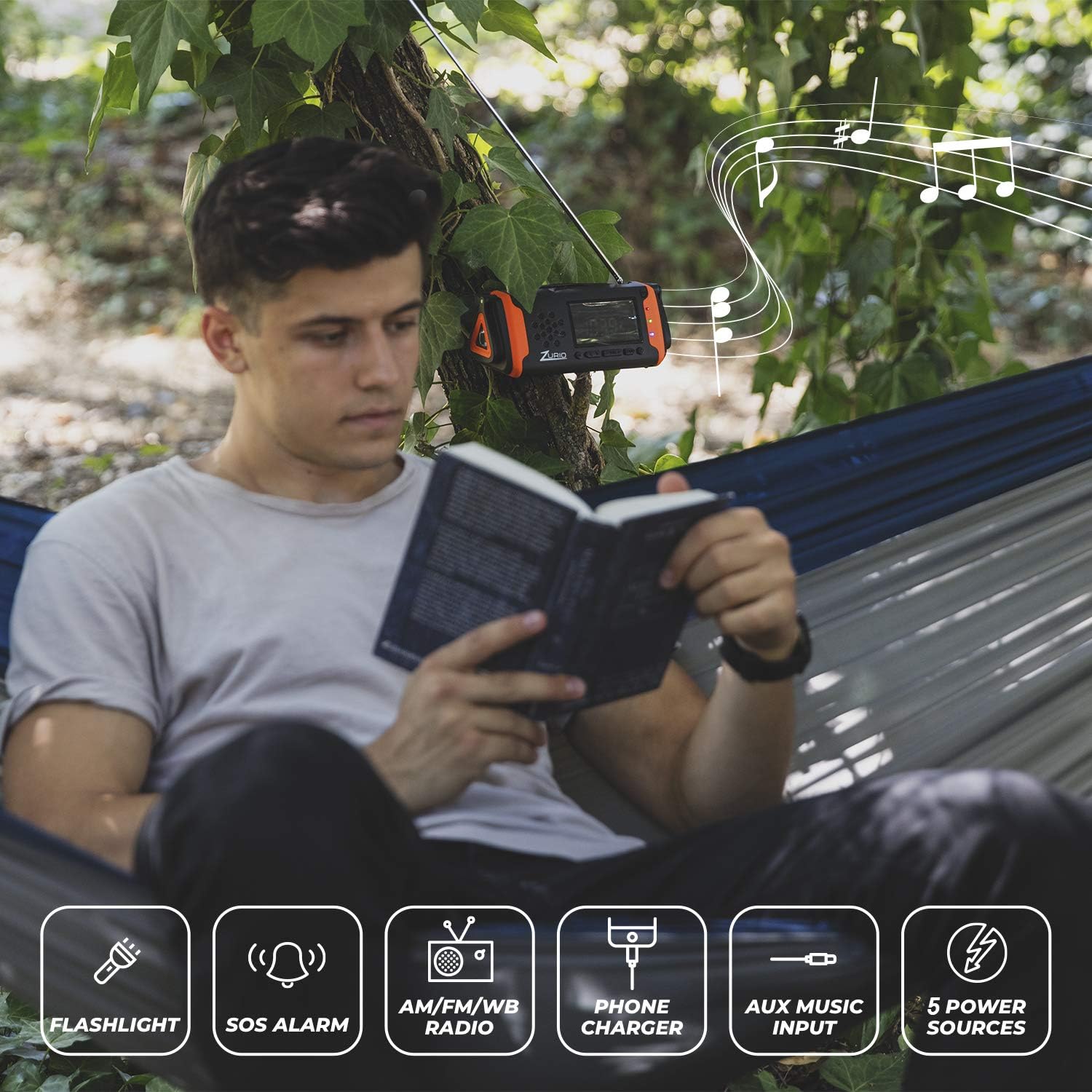 Emergency Radio with NOAA Weather Alert - Hand Crank & Solar Powered Hurricane Radio – AM FM Weather Survival Radio with Battery Backup, Flashlight, Phone Charger, SOS Alarm, Bonus Survival Whistle: Home Audio & Theater