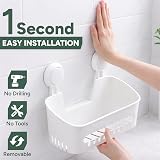 Zuvo Shower Caddy with Suction Cups – No Drill Bathroom Shelf White Rectangular view 3