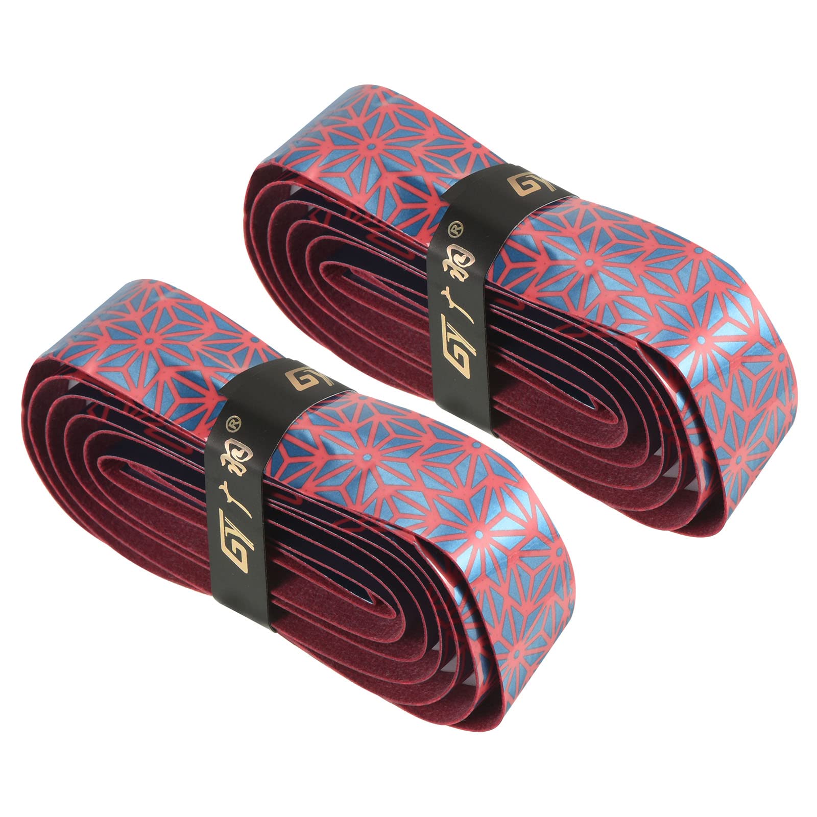 PATIKIL 4.9ft Racket Overgrip with Damping Ridges, 2 Pack PU Grip Tape Non-Slip Absorbent for Tennis Badminton Fishing Rod, Red Blue