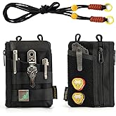 VIPERADE VE16R EDC Pouch with Strap, 5 Zipper Pockets, Men's Slim EDC Organizer (Black)