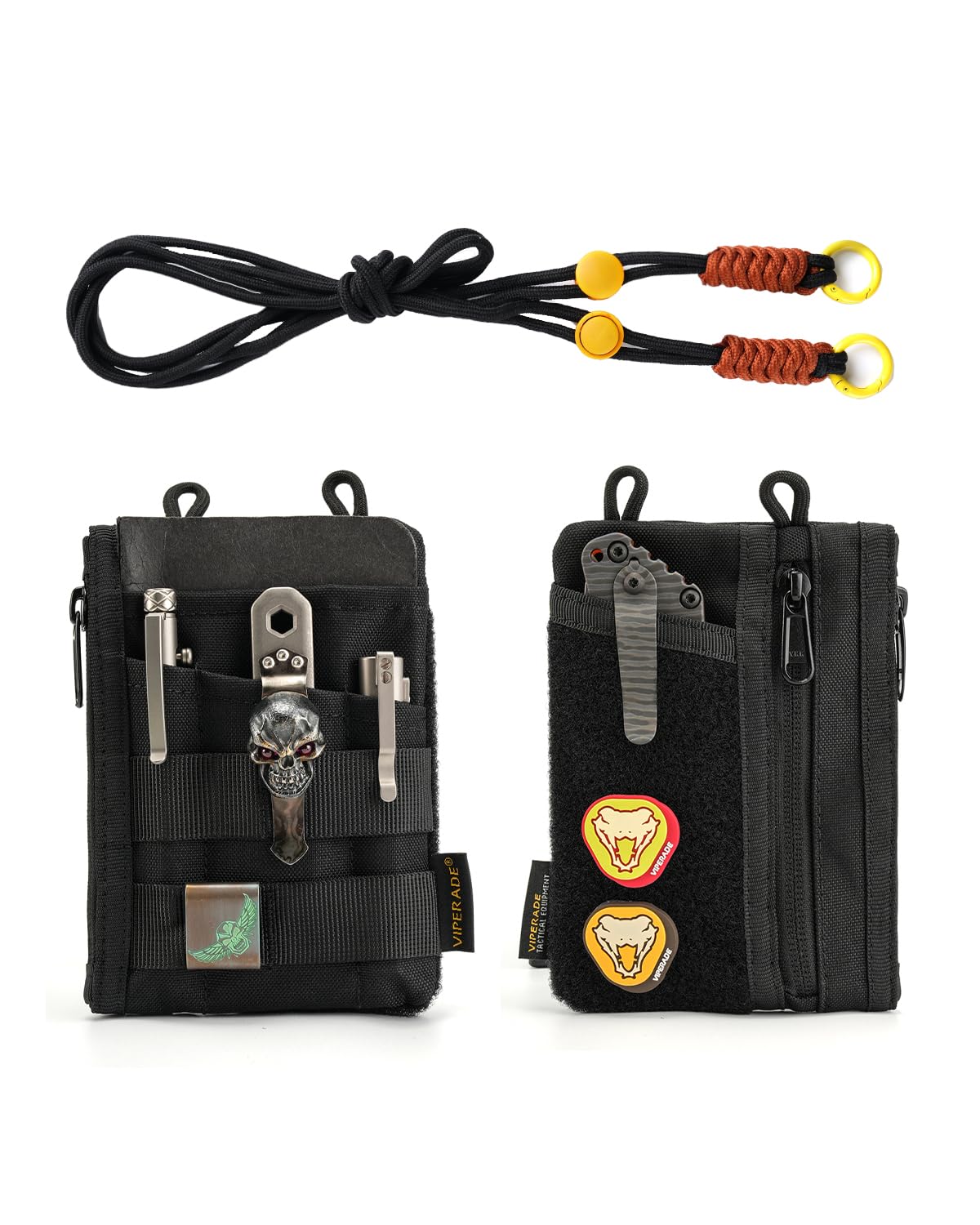 VIPERADE VE16R EDC Pocket Pouch with Strap, 5 Pockets with 2 Zipper Pockets, Pocket Organizer for Men, Small Sling Organizer Bag, Slim EDC Wallet Multitool Pouch