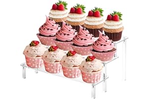 GRNHEAT Pastry Display Case123,Bread Box for Kitchen Countertop,3 Layers Adjustable Clear Bread Storage with Magnetic Door Bakery Pastry Display (Small 3tier)