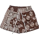 BOOMLEMON Mens Paisley Shorts Mesh Graphic Print Retro Casual Shorts Athletic Gym Basketball Running Short Pants