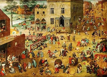 JH Lacrocon Pieter Bruegel l'Ancien - Jeux pour Enfants 1560 Tableau  Reproduction sur Toile Roulée - 120X80 cm Peintures Renaissance Flamande  Impressions pour Mur: Amazon.fr: Cuisine & Maison