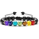 Hamoery Men Women 8mm Lava Rock Beads Chakra Bracelet Braided Rope Natural Stone Yoga Bracelet Bangle