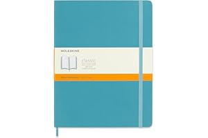 Moleskine Classic Notebook, Soft Cover, XL (7.5" x 9.5") Ruled/Lined, Reef Blue, 192 Pages