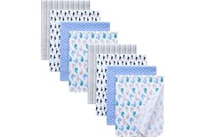 Gina Era 8 Pcs Baby Swaddle Blankets, Cotton Flannel Receiving Blankets, 30 x 30 Inch, Boy Girl (Style-5)