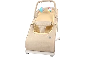 KIDSVIEW Baby Bouncer,Portable Baby Bouncer Seat for Infants,Bouncer Seat for Babies, Newborn Bouncer with 3-Point Harness, Seat & Infant to Toddler Rocker for Babies 0-6 Months (Khaki)