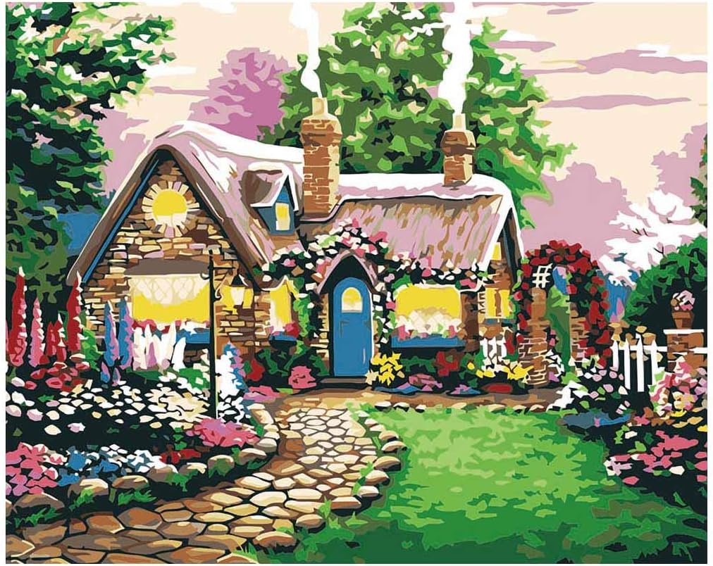 Paint by Numbers Kits for Adults, DIY Digital Oil Painting by Number for Kids Beginner - Fairy Cottage
