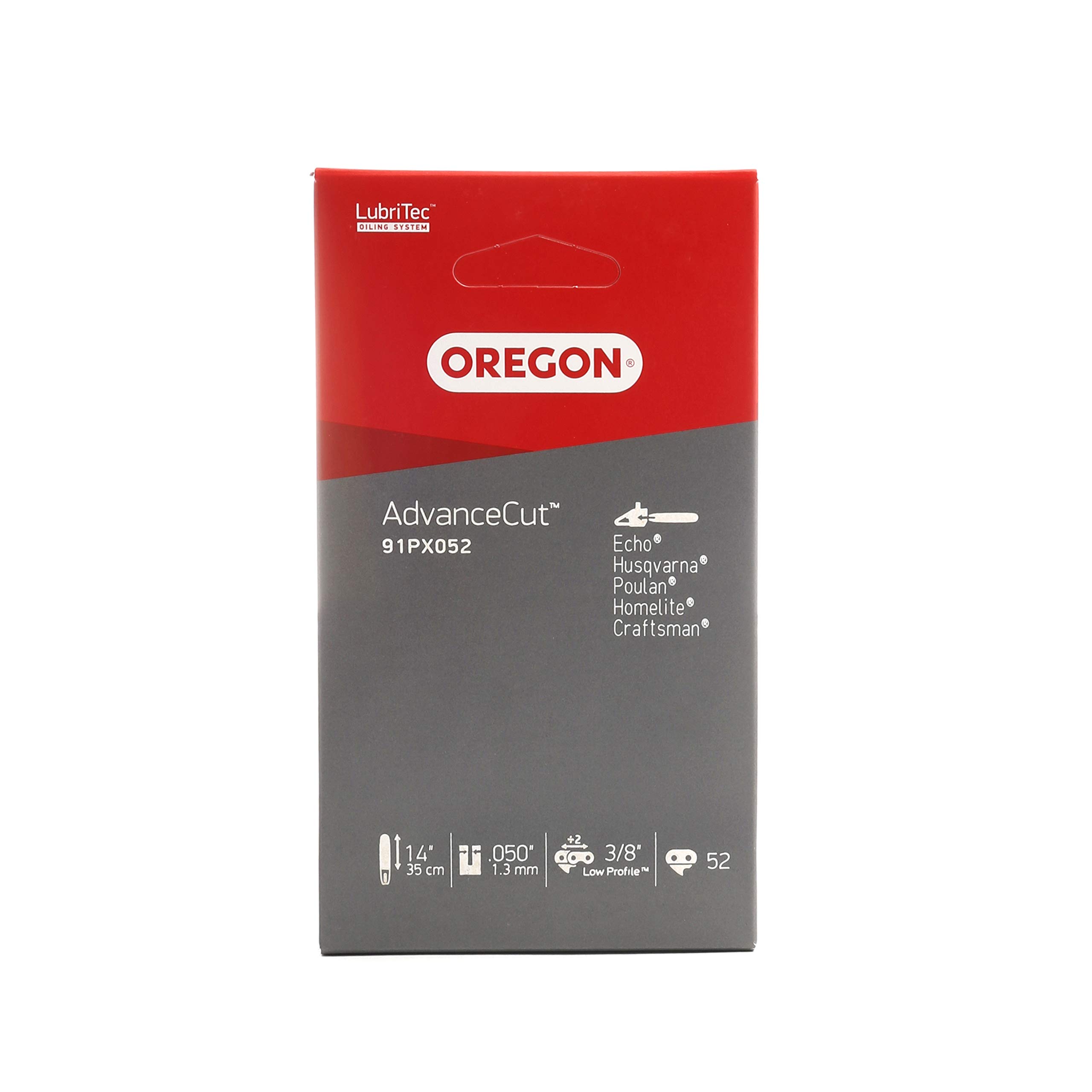 Oregon AdvanceCut™ Saw Chain to fit 14-Inch Husqvarna, McCulloch, Ryobi, Bosch Chainsaws, 52 Drive Links (91PX052E)