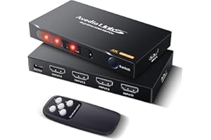 avedio links 4K HDMI Switch 5 in 1 Out With Remote & Auto-Switching, 4K@30Hz HDMI Switcher Support Ultra HD 3D 1080P, HDCP1.4 Compatible 5-Port Selector for PS5/4, Xbox, Fire Stick, PC, Blu-ray Player