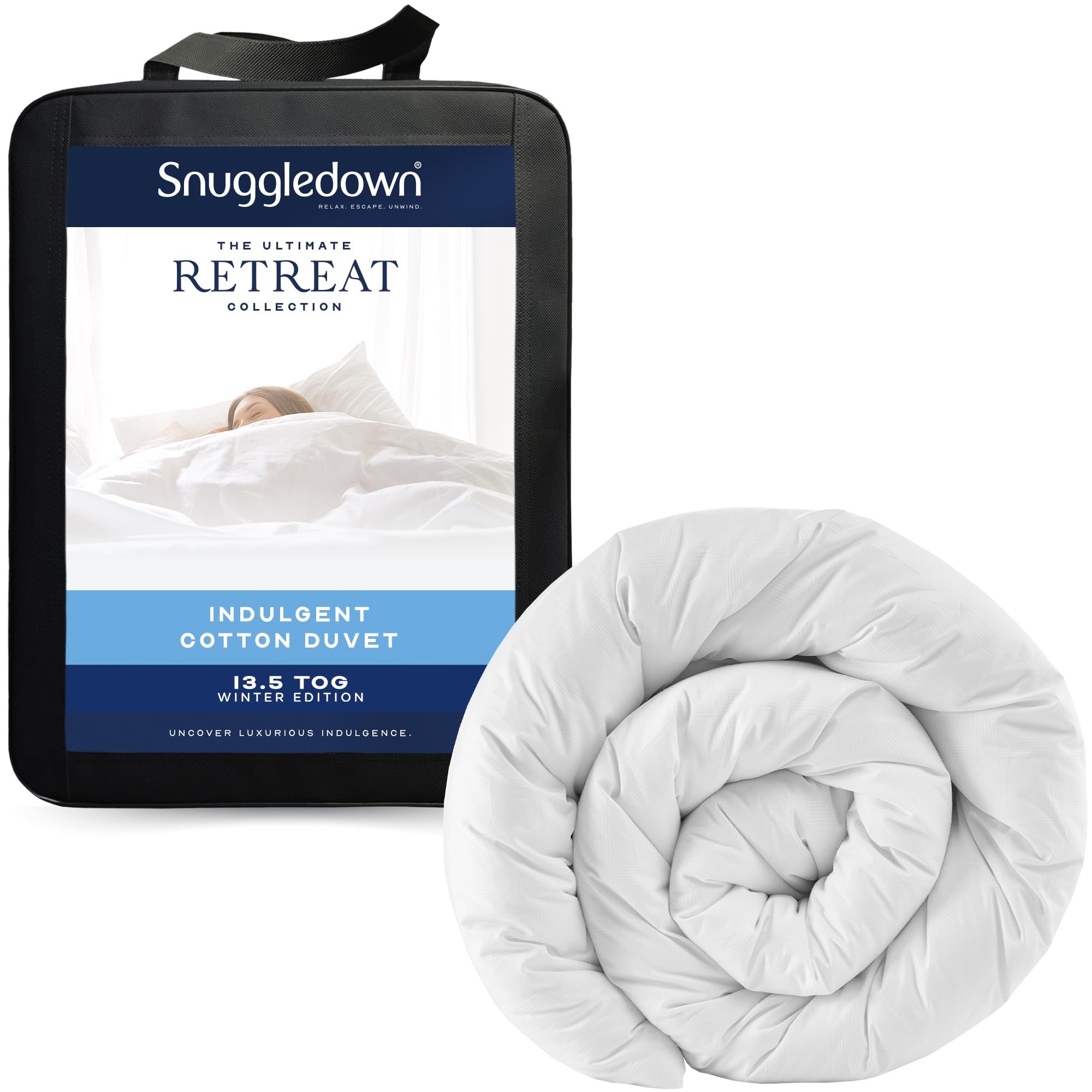 Snuggledown Luxury Cotton King Size Duvet 13.5 Tog - Premium, Warm & Cosy Winter Quilt for Cold Sleepers | 300tc Jacquard Cotton Cover, UK-Made, Non-Allergenic (225 x 220cm)