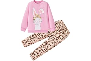 GOTHLETIC Little Girls Clothes Sets - Cute Sweatshirts Top Shirt & Leggings 2 Piece Kids Fall Winter Outfits Toddler Clothing
