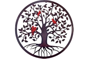 CHINDEUISYUT 23 Inches Tree of Life Wall Art Metal, Large Metal Tree of Life Wall Decor Wall Hanging for Living Room Bedroom Garden Porch Patio Office Home Decor, 23in x 23in x 0.88 in