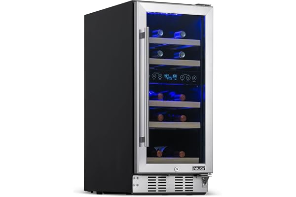 NewAir 15" Dual Zone Wine Fridge for 29 Bottles | Built-In or Freestanding Wine Cooler Refrigerator with Glass Door | Precision Temperature Control & Beechwood Shelving | Stainless Steel