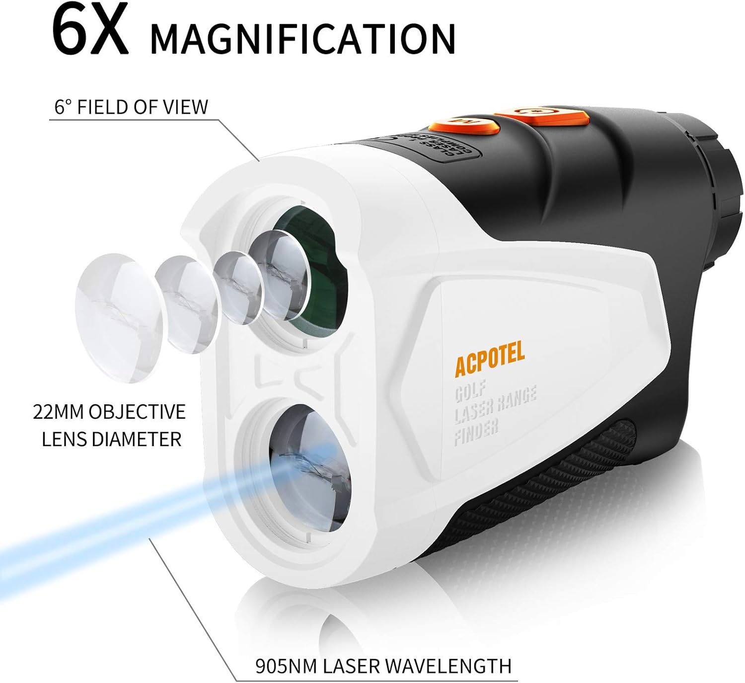 ACPOTEL Golf Rangefinder, 650 Yards Golf Rangefinder with Slope, Laser Rangefinder with 4 Modes (Slope Adjust/Flag Lock/Speed/Distance), 6X Magnification Golf Laser Rangefinder, Accurate/Easy to Use : Sports & Outdoors
