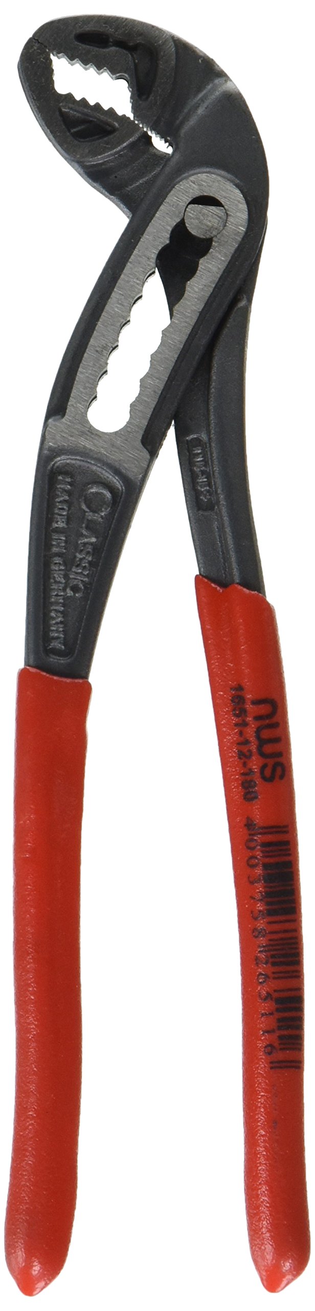 NWS 1651-12-180-SB "ClassicPlus" Waterpump Pliers, Silver/Red