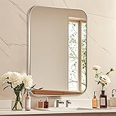 CLBA Brushed Nickel Bathroom Mirror, 24x32 Inch Aluminum Frame Rectangle Mirror, Anti-Rust, Tempered Glass, Wall Mirror for O